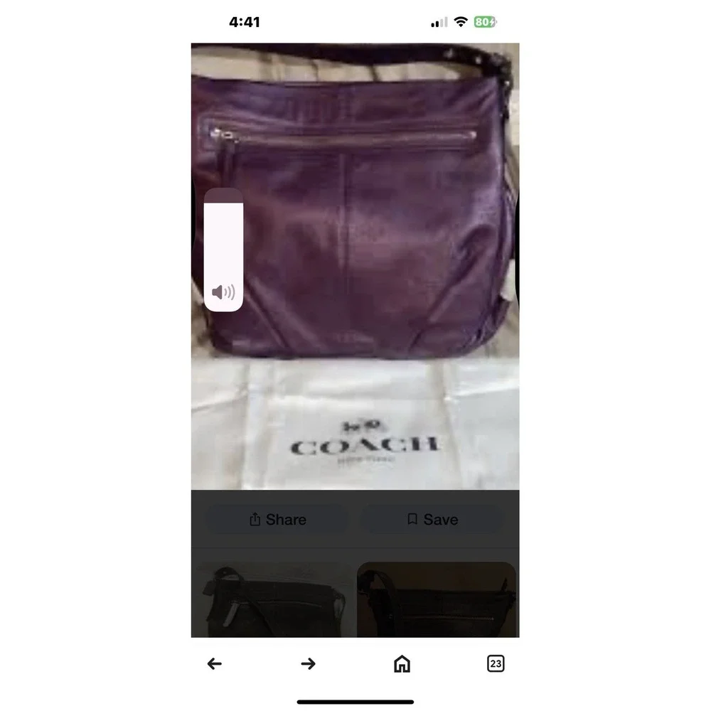Coach Bag Purple Hobo Style Shape F19407‎